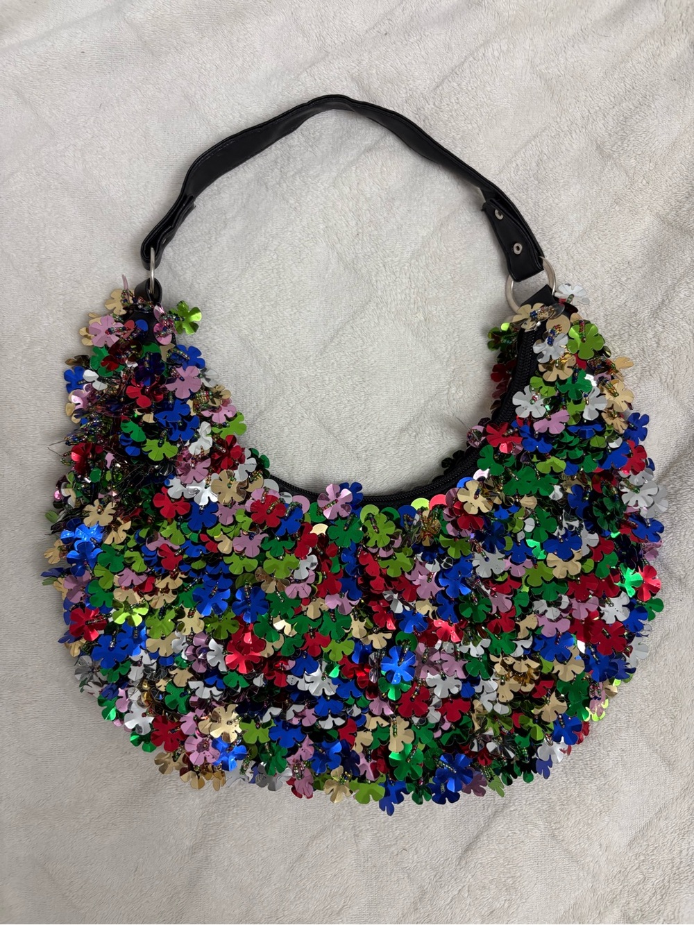 Multicolor Sequin Flower Hobo Bag
